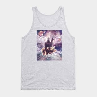 Cat Riding Unicorn Llama on Taco Tank Top